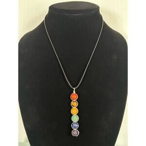 Handmade 18inch 6 Point Silver Twisted Chakra necklace, 3inch Pendant